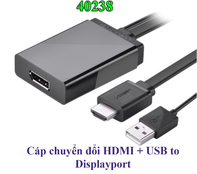 Bộ chuyển đổi HDMI + USB sang Displayport hỗ trợ 4K*2K Ugreen 40238 cao cấp